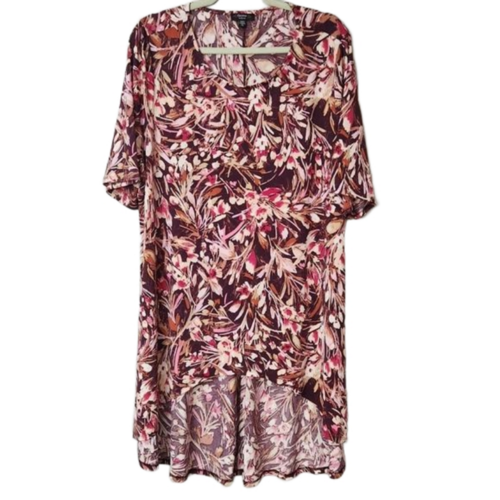 3/$25 Cocomo Woman hi-low casual beach cover up size 2x short sleeve  floral